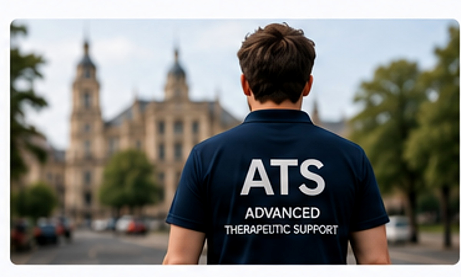 ATS professional wearing an ATS branded shirt